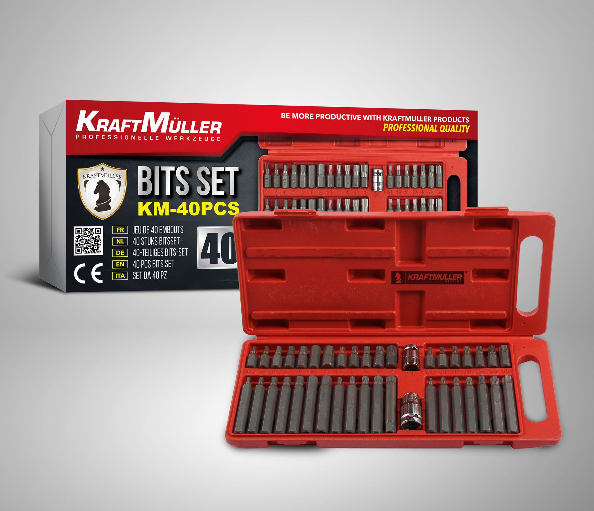 KRAFTMULLER jeu de 40 embouts hexagonaux, torx et dentelés