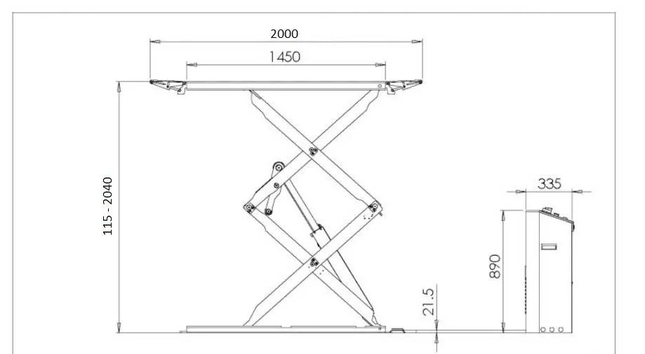 Pont élévateur double ciseaux encastrable électrique 3,5 tonnes – Image 3