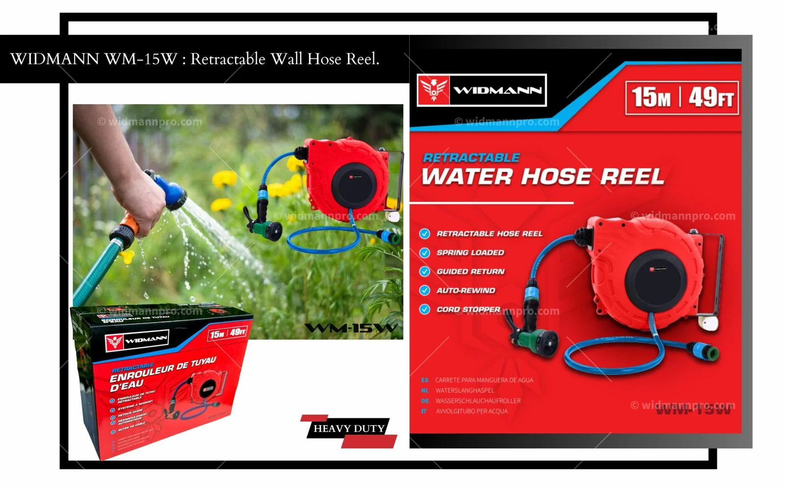 WIDMANN WM-15W : Enrouleur de tuyau mural rétractable. – Image 3