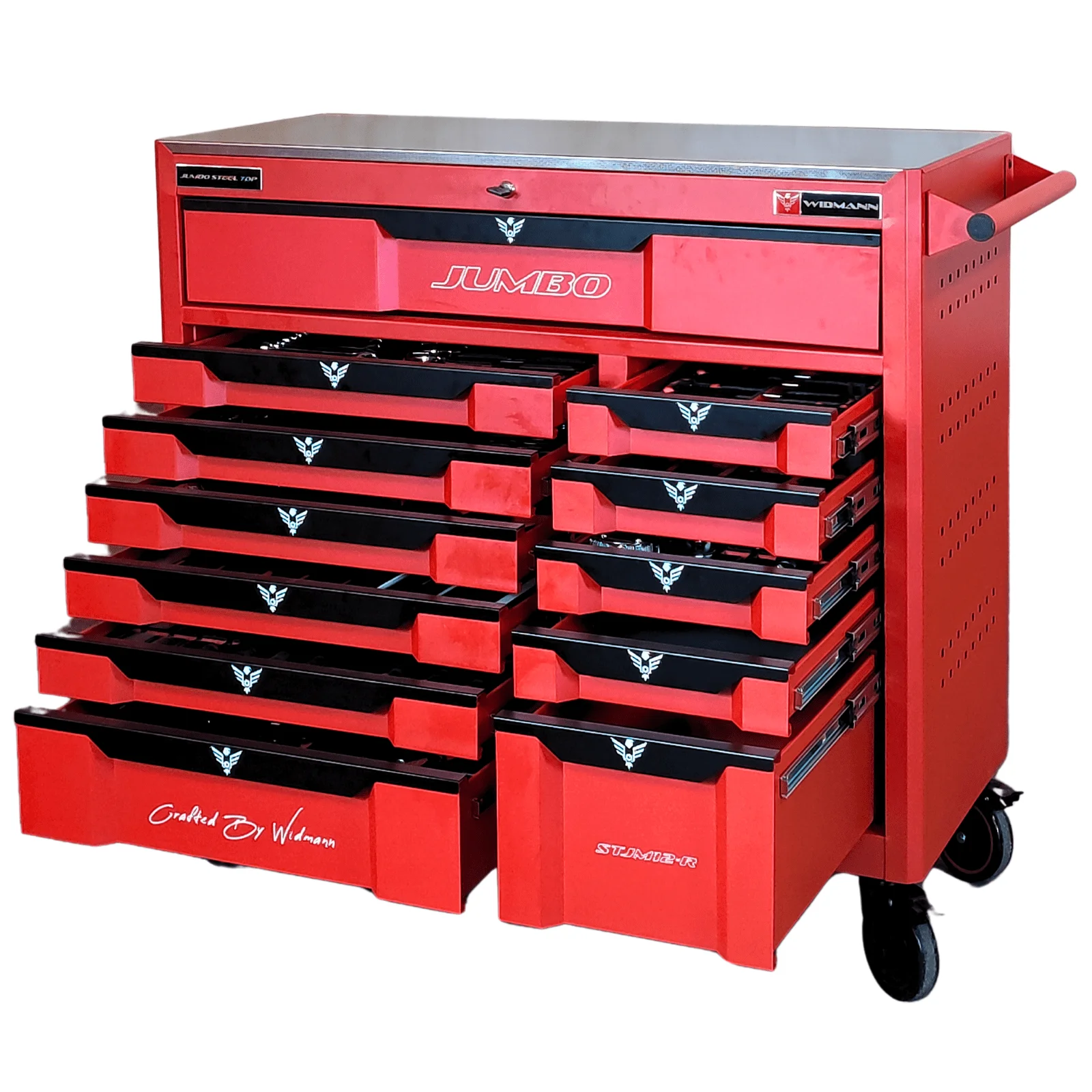 Servante D'Atelier Widmann Jumbo Top – 12 Tiroirs – Rouge- 274 Outils – Image 2