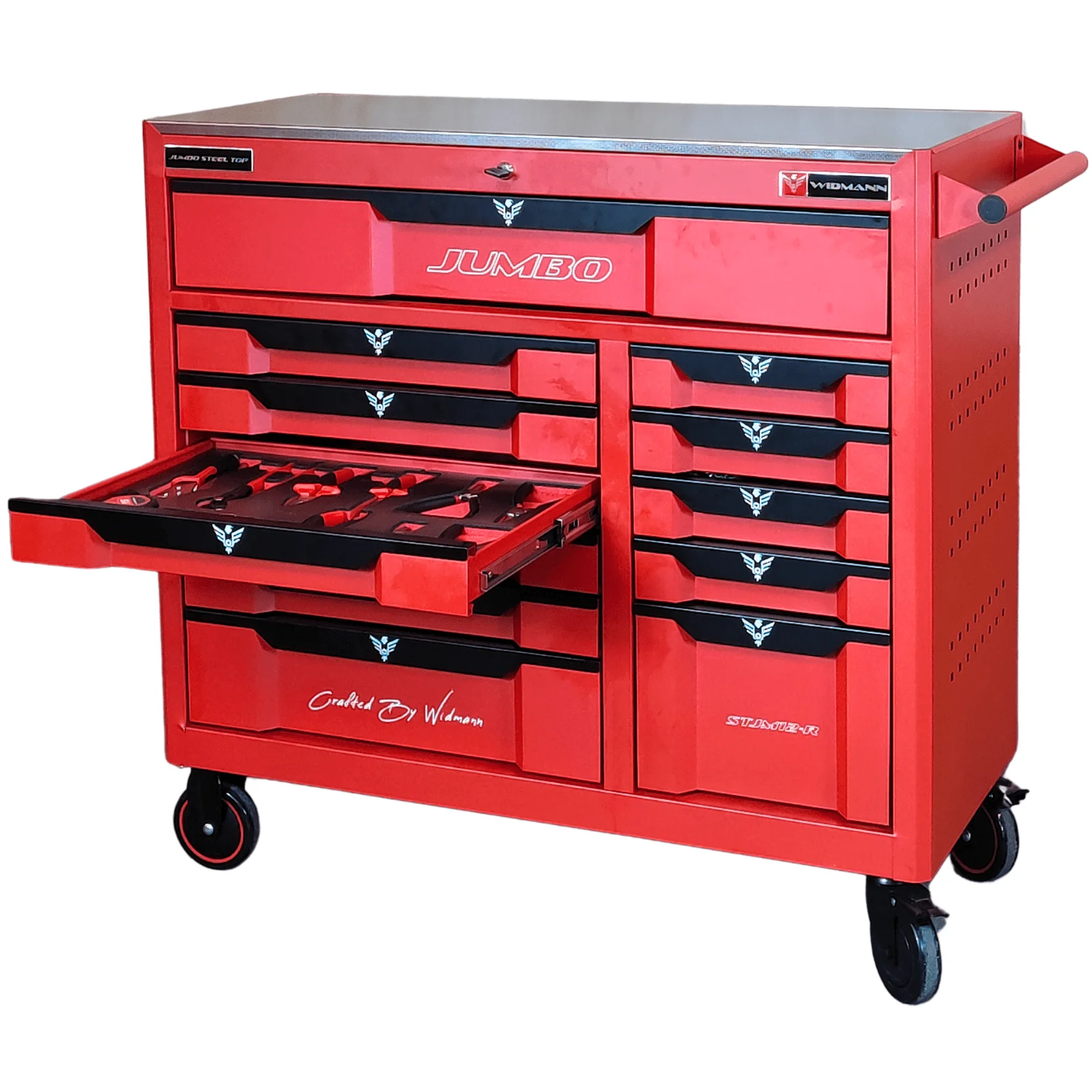 Servante D'Atelier Widmann Jumbo Top – 12 Tiroirs – Rouge- 274 Outils