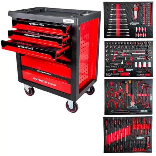 SERVANTE D’ATELIER EXTREME TOOLS 6/4 ROUGE 162 OUTILS